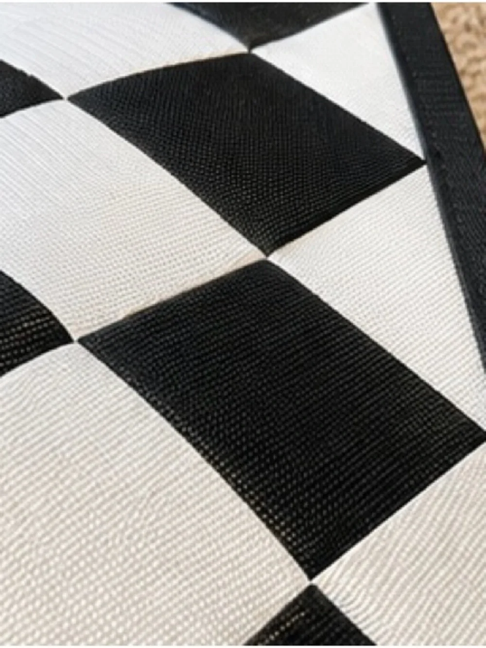 Vintage KUNNI Japan Black White Harlequin Woven Crossbody Bag Limited